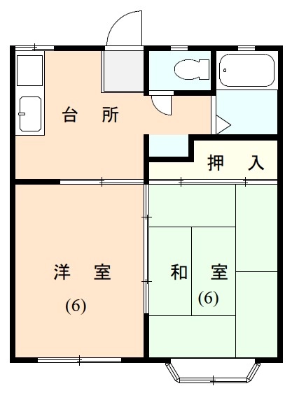伊豆市上白岩にあるアパート2Kの間取り図