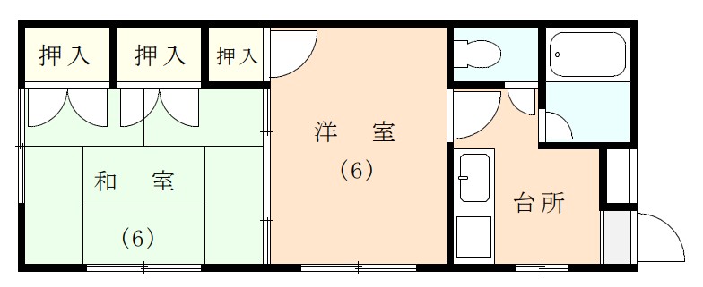 伊豆市柏久保にあるアパート2Kの間取り図