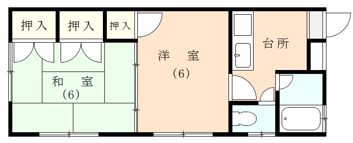 伊豆市柏久保にあるアパート2Kの間取り図
