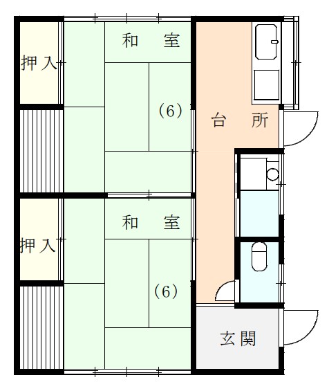 伊豆市牧之郷にある貸家一戸建2Kの間取り図