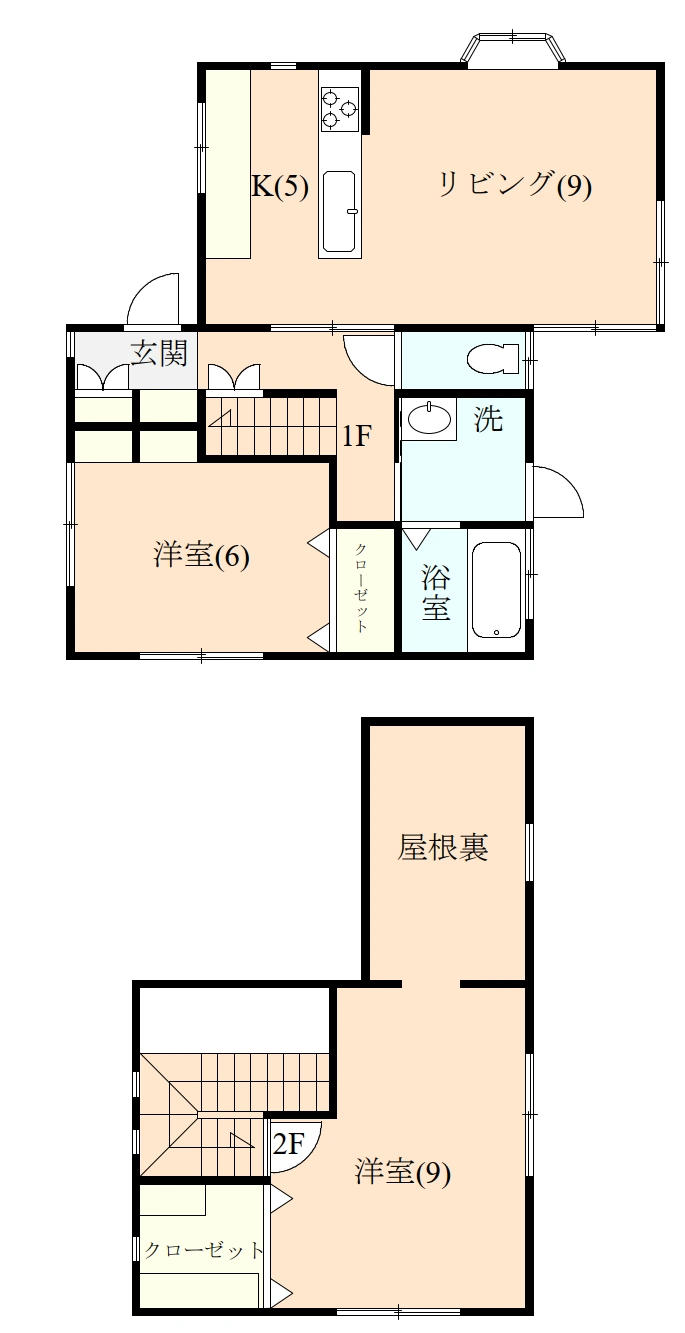 伊豆市柏久保にある貸家一戸建2LDKの間取り図