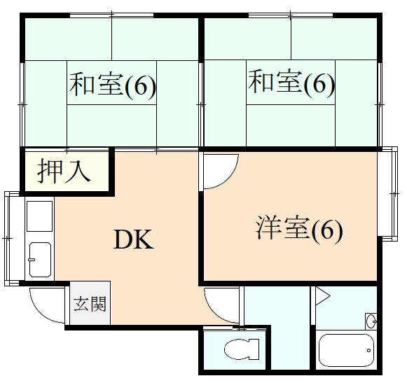 伊豆市修善寺にあるアパート3Kの間取り図