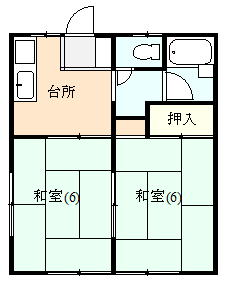 伊豆の国市大仁にあるアパート2Kの間取り図