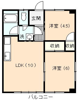伊豆の国市田京にあるアパート2LDKの間取り図