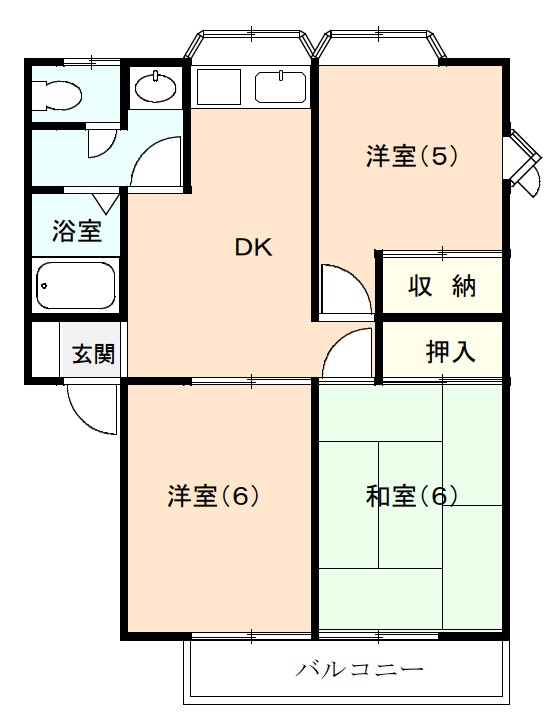 伊豆の国市田京にあるアパート3DKの間取り図