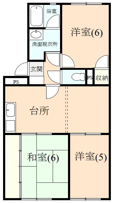伊豆の国市田京にあるマンション3LDKの間取り図