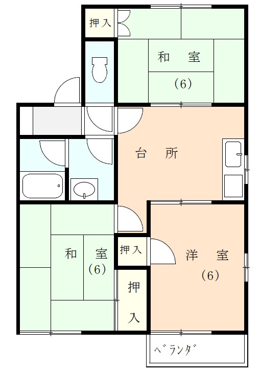 伊豆の国市四日町にあるアパート3DKの間取り図